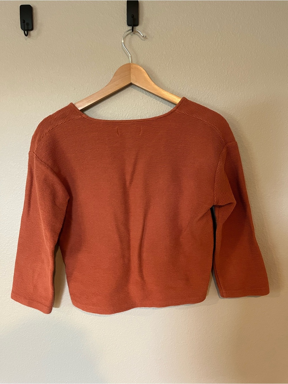 Texture & Thread Long-Sleeve Tie-Front Top - Picture 3 of 4